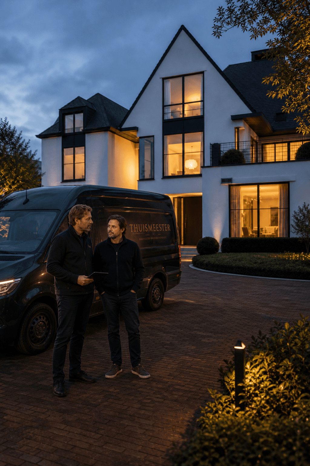 De Thuismeesters bij de servicewagen